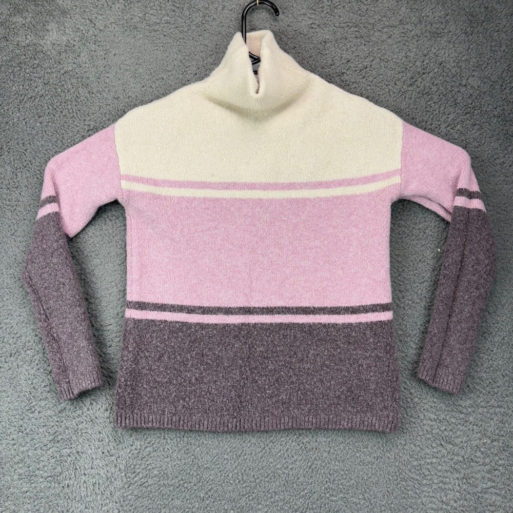 C&C California Womens XS Turtleneck Sweater Pink Cream Wool Blend Colorblock